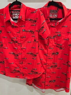 Dixxon His (XL) & Hers (Medium) So-Cal Red Short-Sleeve Button-Up Shirt